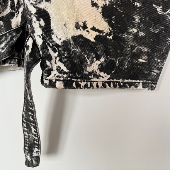 The Attico Fern black cream white abstract camo print wide leg cargo jean pants - Picture 10 of 16